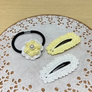 ぱっちんピンとヘアゴム　黄×白 cph-8