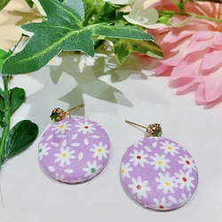 くるみボタンピアス　花柄　ビジュー　kb‐55