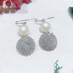 フープピアス　シルバー　フラワーモチーフ　kb‐58